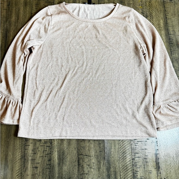 J. Crew sparkle Bell sleeve Metállic champagne   Blouse - Picture 3 of 7